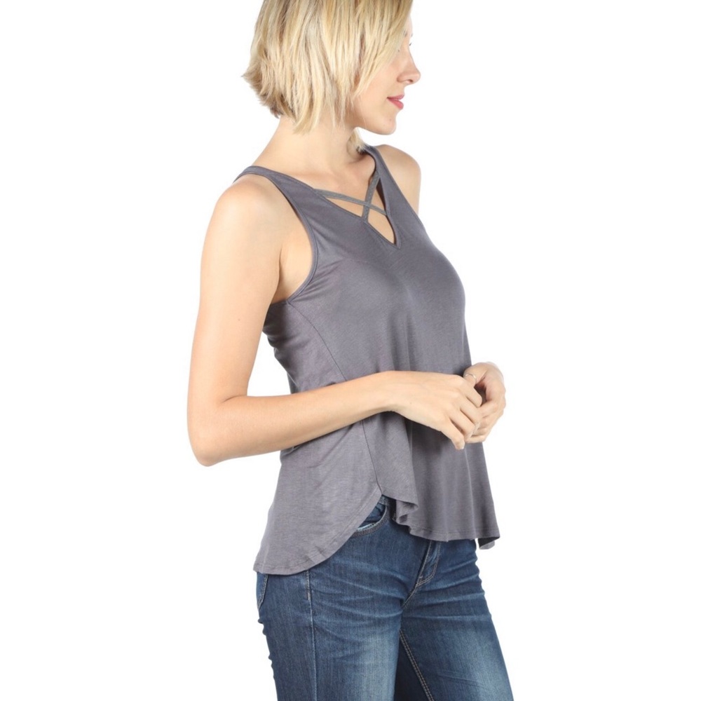 Cross Front and Back Strappy Tank Top - Picture 2 of 2
