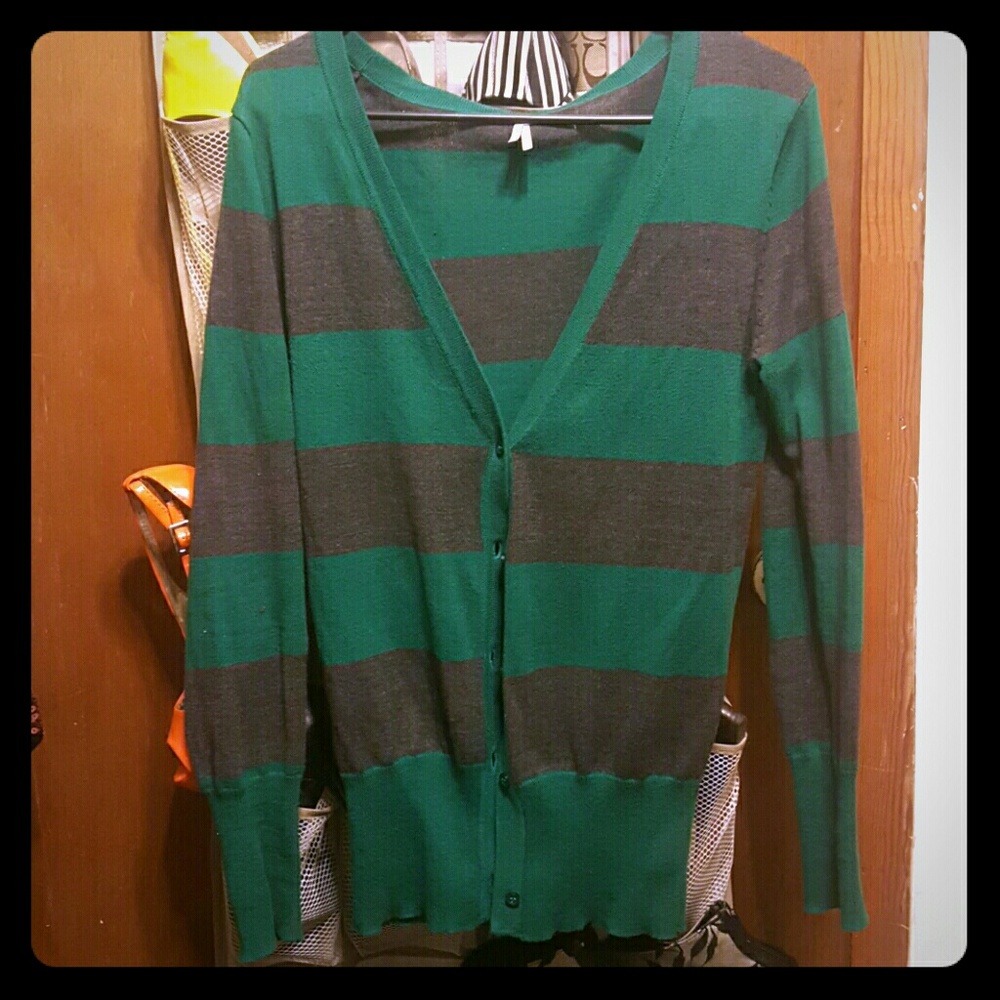 Grey and green cardigan