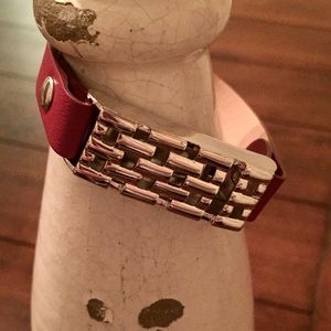 Fitbit Flex Merlot/Silver Leather Bracelet