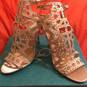 Betsey Johnson Blue stone studded caged sandals