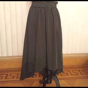 🤓High Waisted Olive Green Asymmetrical Hem Skirt