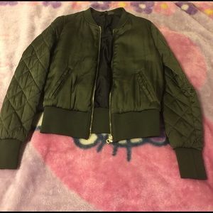 green h&m bomber