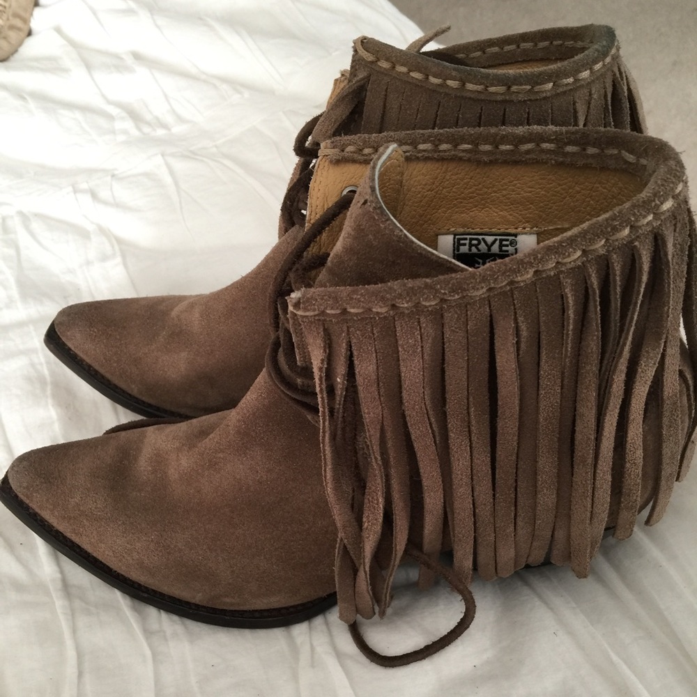Frye fringe boots