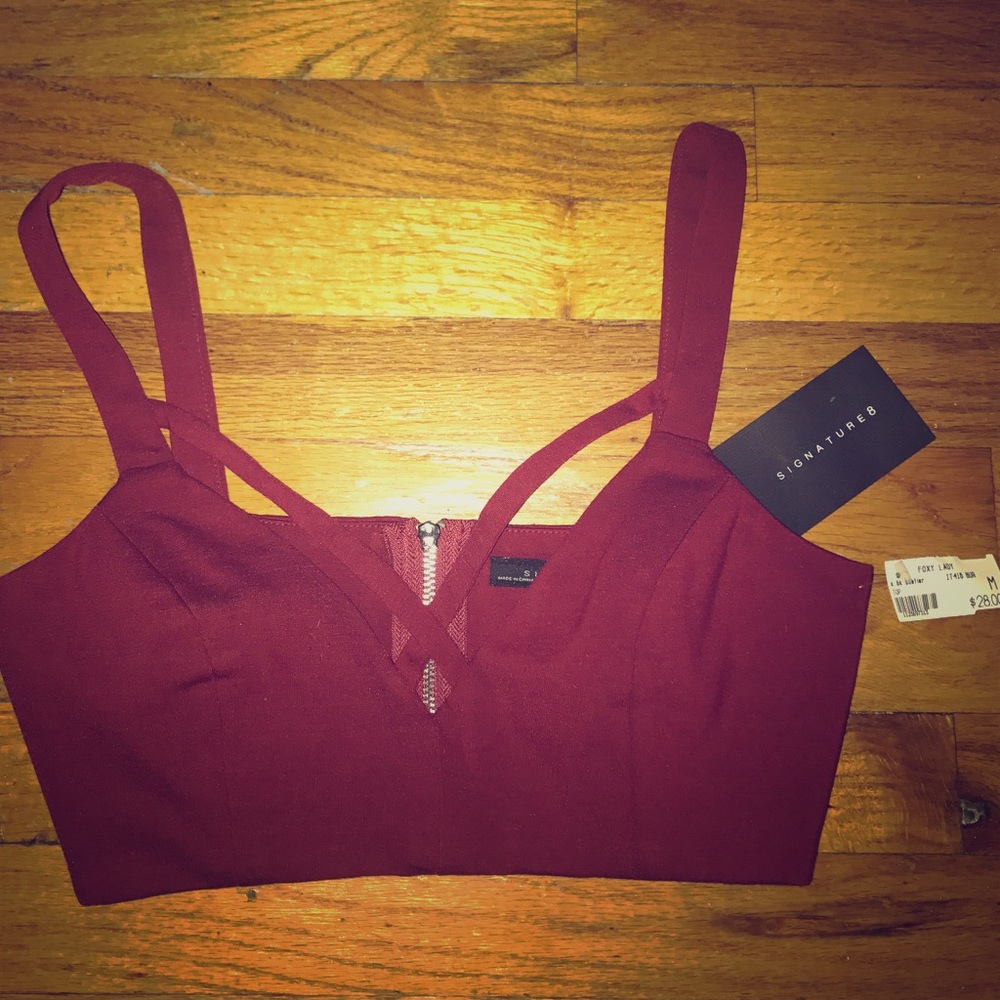 Burgundy Crop Top Size Medium
