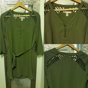 Olive chiffon shift dress