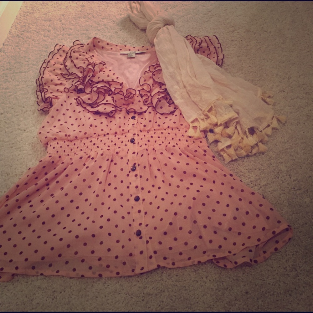 XXI Pink Poka Dot Shirt