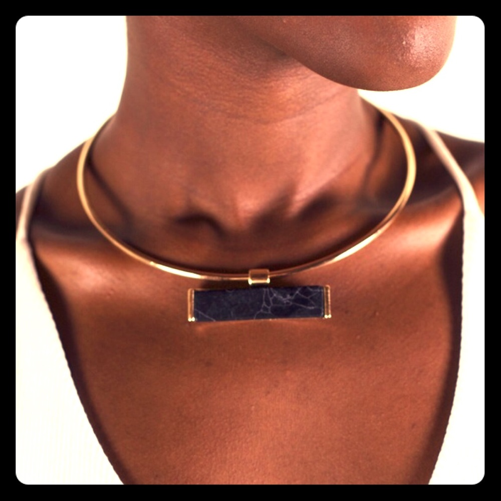 Modern Gray Marble Stone Choker