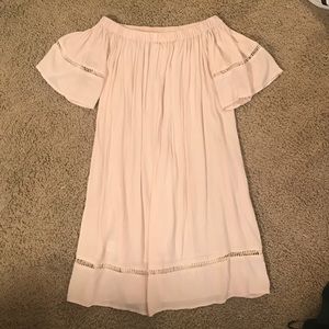 Cream off the shoulder linen dress