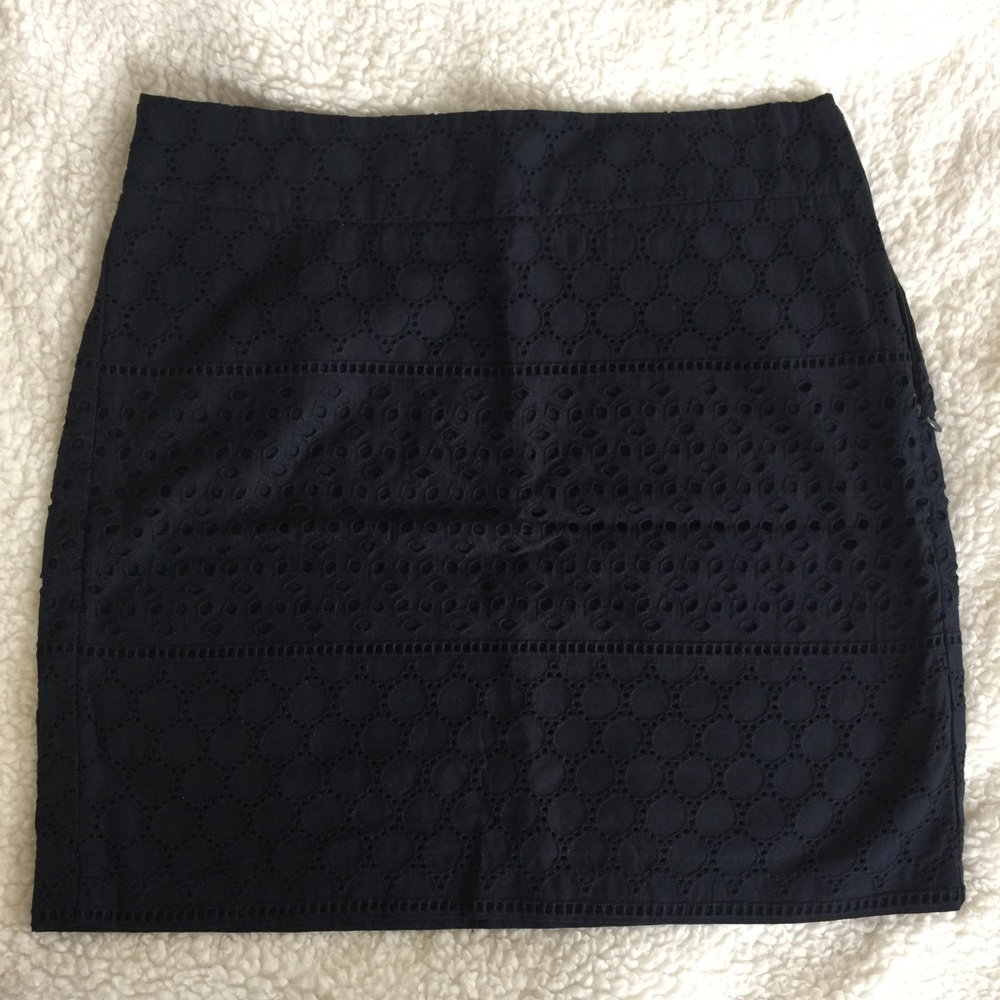 Dark blue eyelet skirt