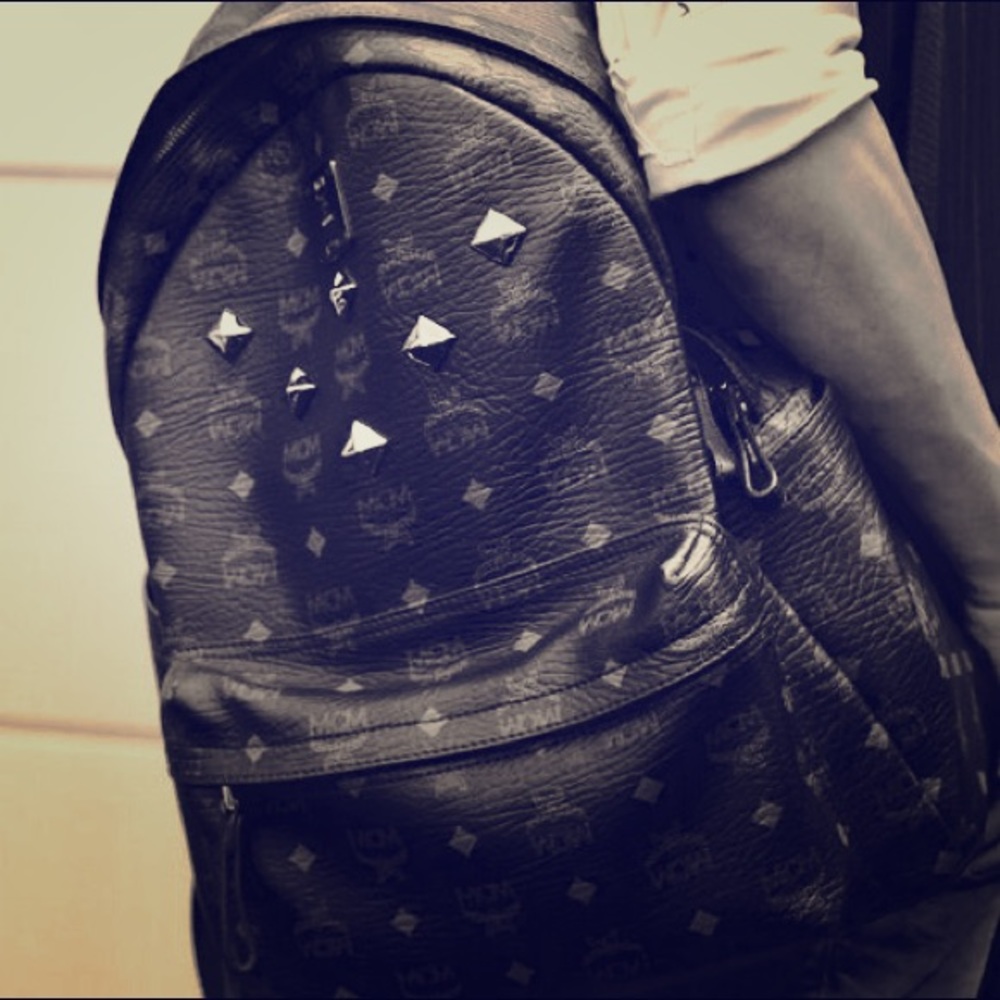 MCM Stark Sprinkle Stud Medium Canvas Backpack