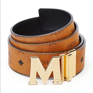 MCM Textured Leather Reversible Belt