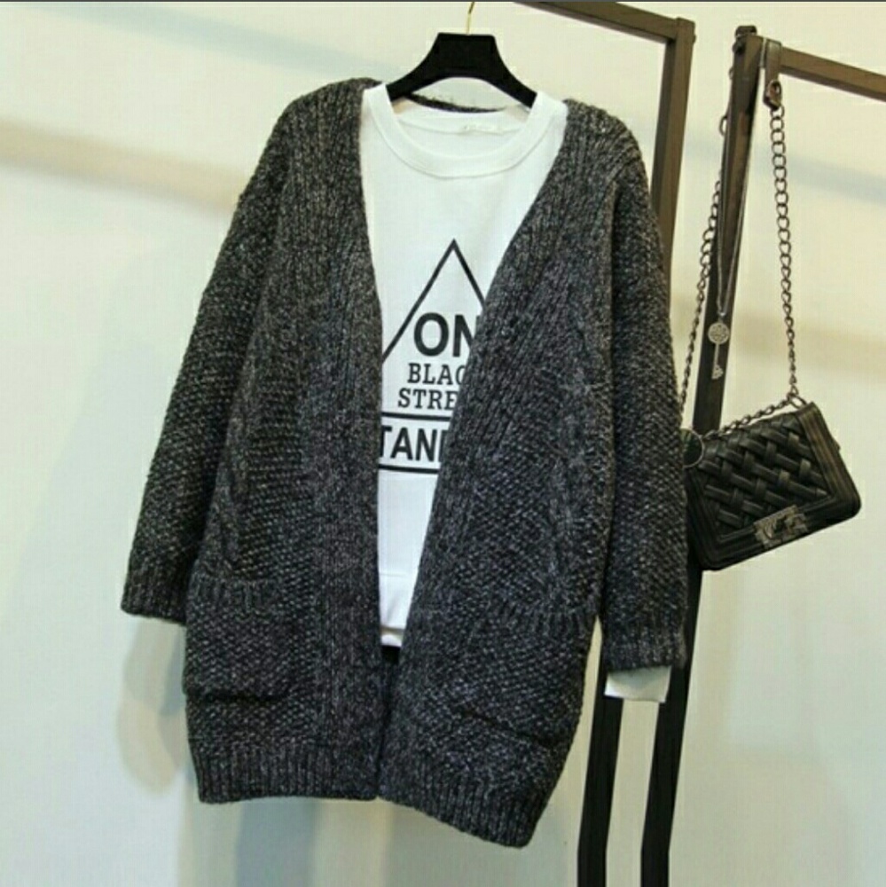 NEW Charcoal, black,white knit cardigan MUST GO
