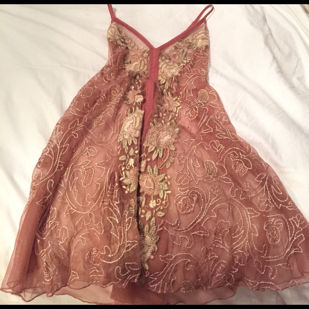 Sheer embroidered free people dress/ slip
