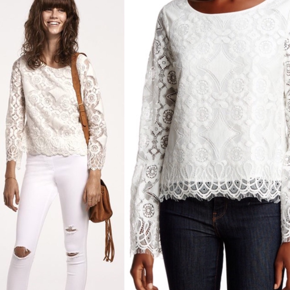 Vince Camuto Lace Bell Sleeve Blouse