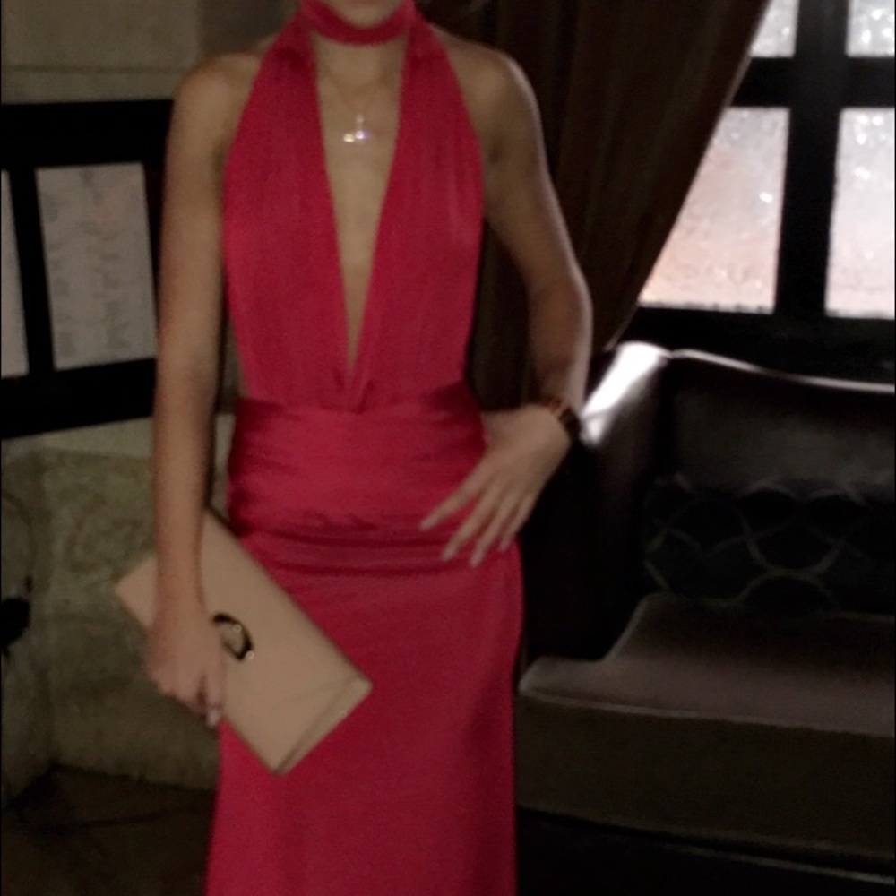 Michael Costello long red evening dress
