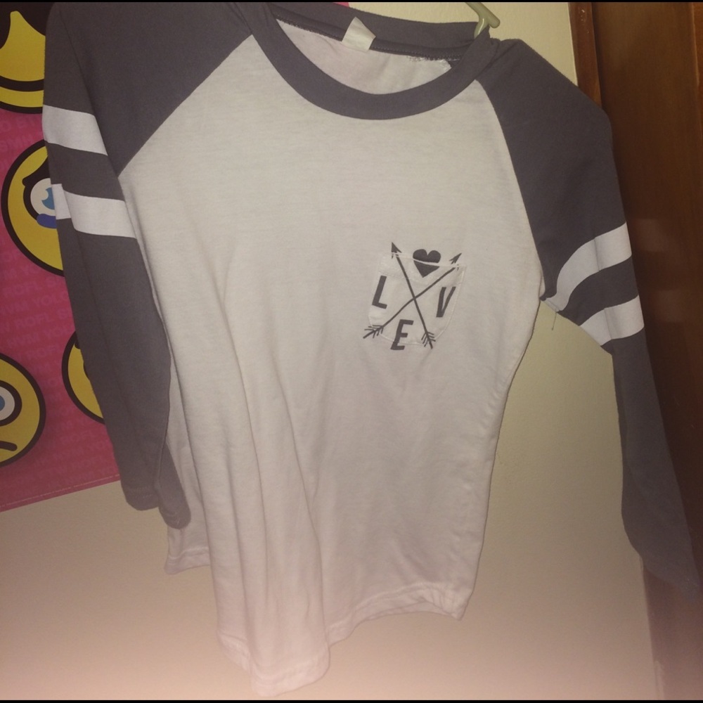 Size medium gray and white shirt