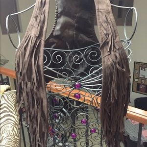 Brown frayed vest