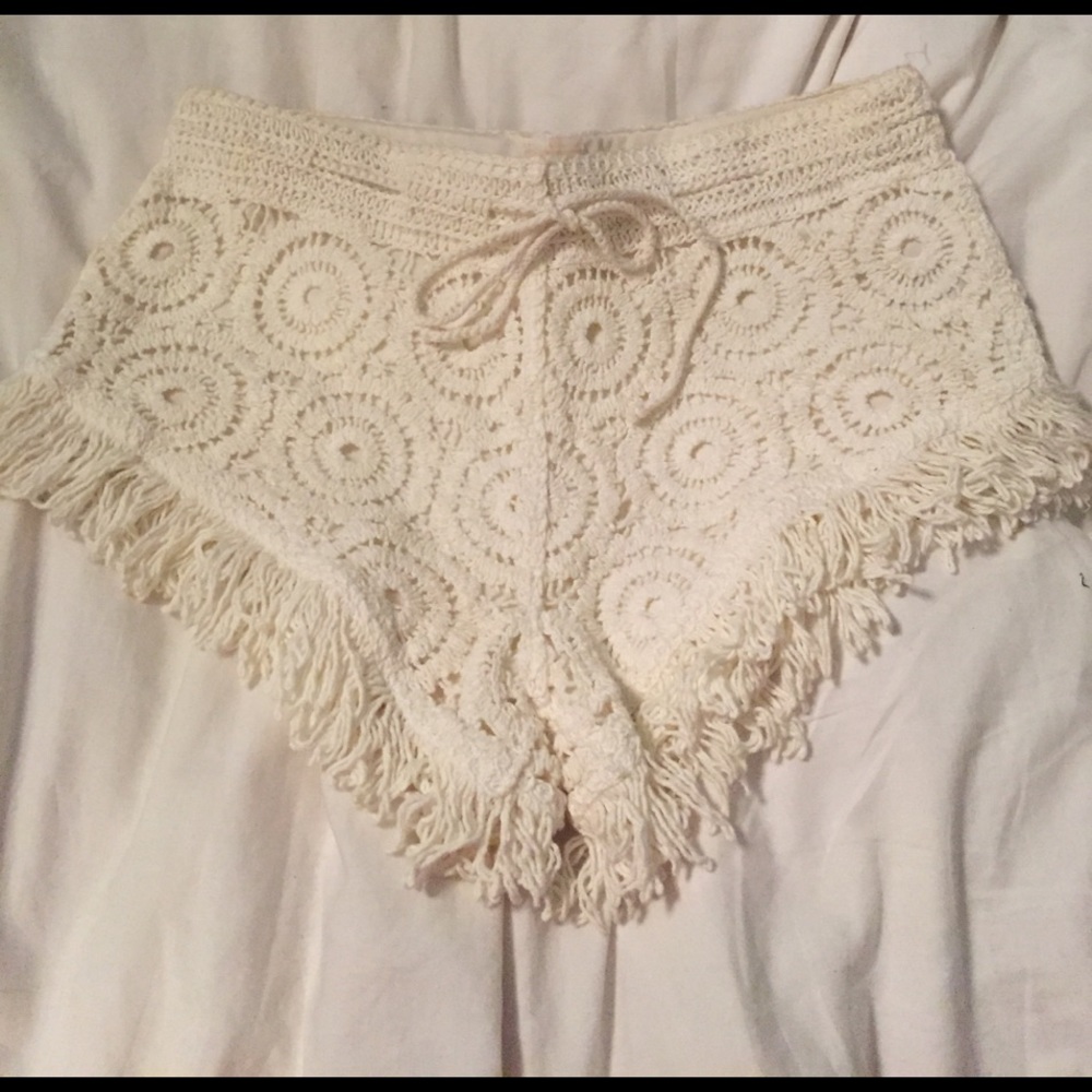 White crochet Surf Gypsy shorts