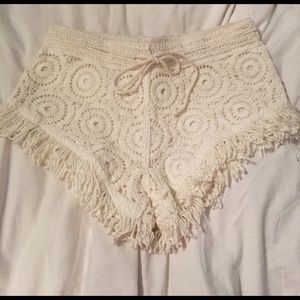 White crochet Surf Gypsy shorts