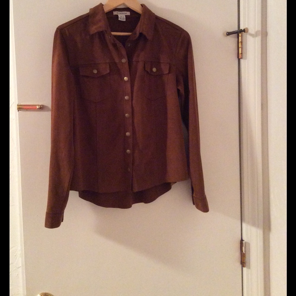 Faux Suede Button Down