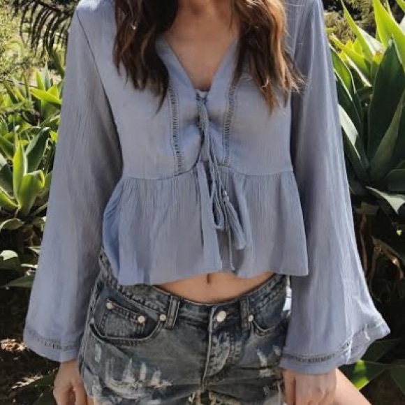 Boho blue crop top size S - Picture 1 of 2