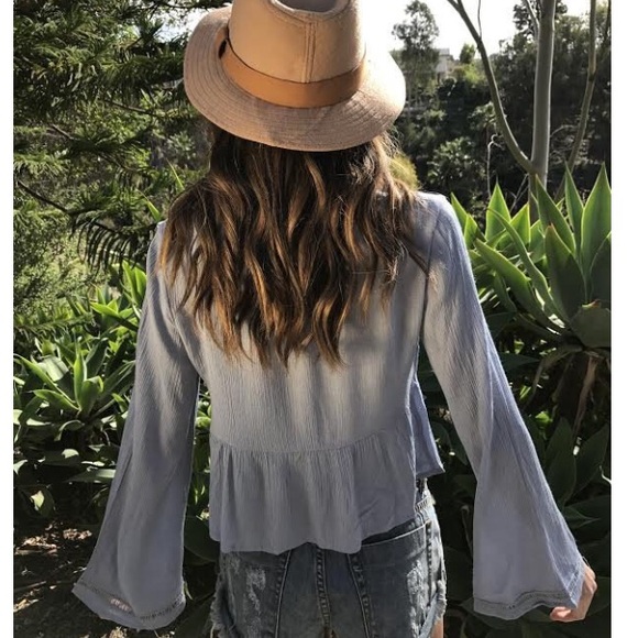 Boho blue crop top size S - Picture 2 of 2