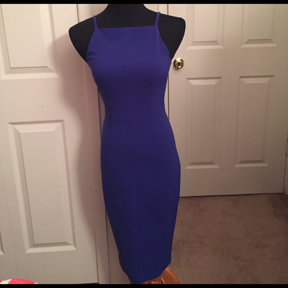 Blue Fitted Midi Dress