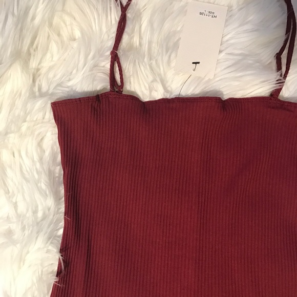 ⤵️ last one! << Burgundy Wine Ribbed Bodysuit >> - Picture 3 of 5