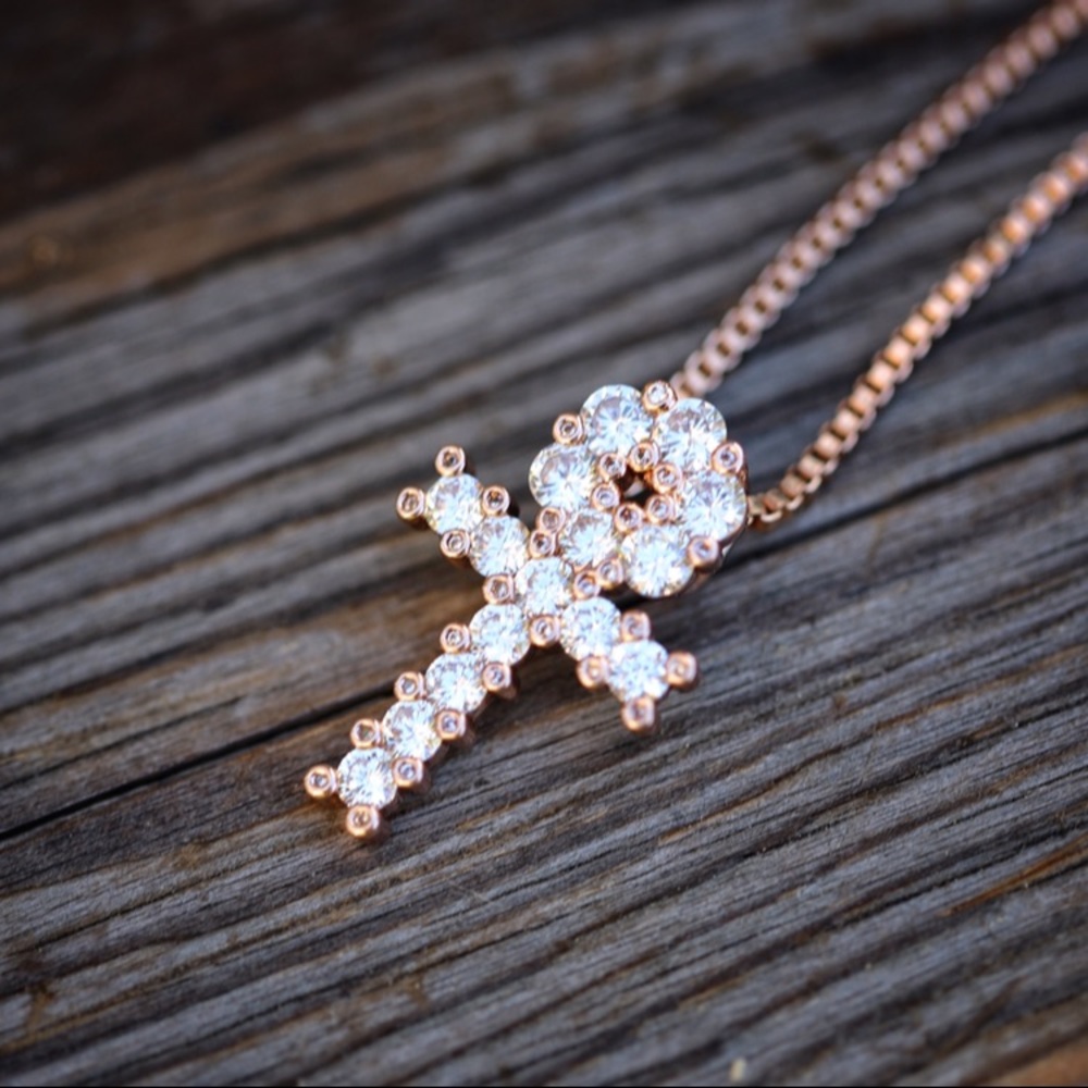 Mini Rose Gold Egyptian Ankh Cross Necklace