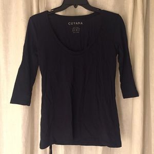 NEW Cuyana Pima Cotton 3/4 Sleeve T-Shirt, XS Navy