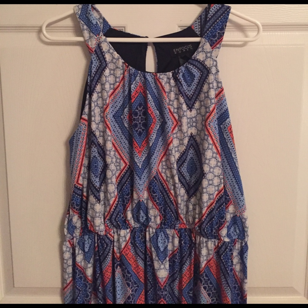 Blue & Coral Beautiful Spring Dress