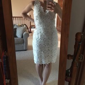 White floral dress with blue undertones