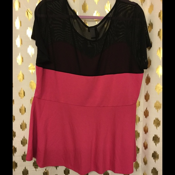 Torrid Mesh Sweetheart Neckline Peplum Blouse - Picture 3 of 3