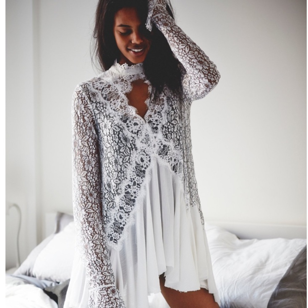 Free People Secret Origin white lace tunic dress