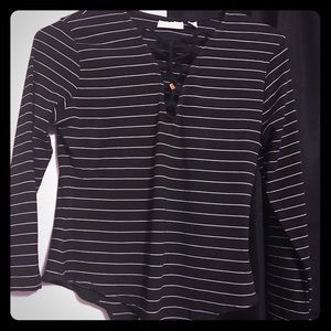 NY & Co lace up striped bodysuit