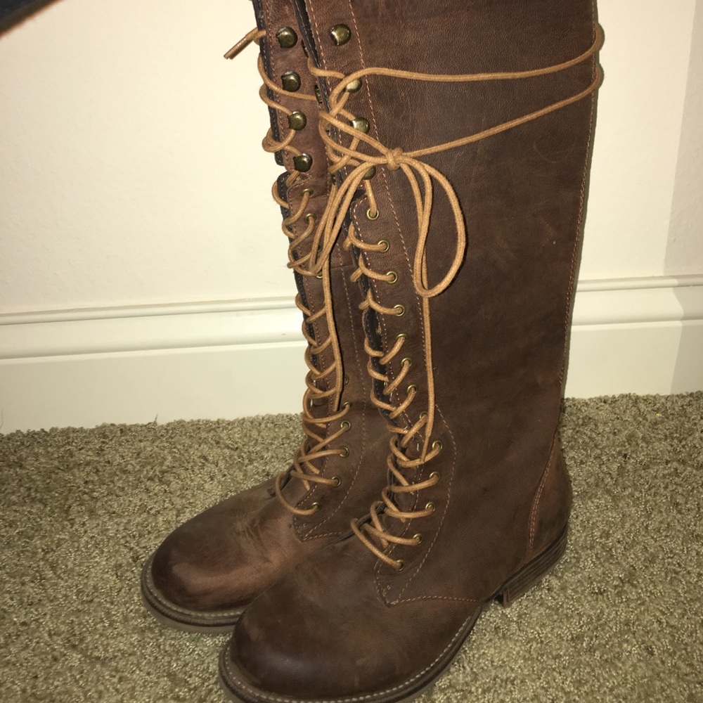 Steve Madden "Dezzyy" tall laced boots