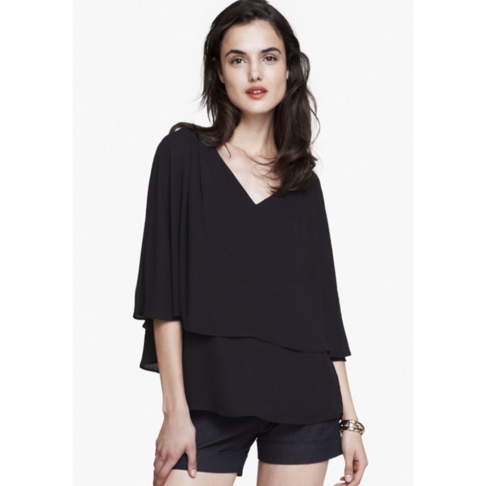 Express V-Neck Cape Blouse