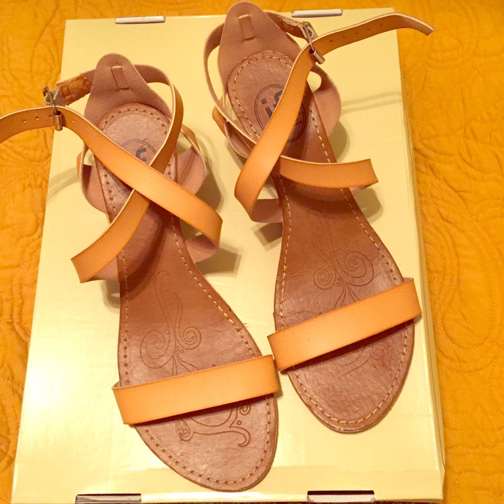 If Carrini  crisscross strappy wedge sandals