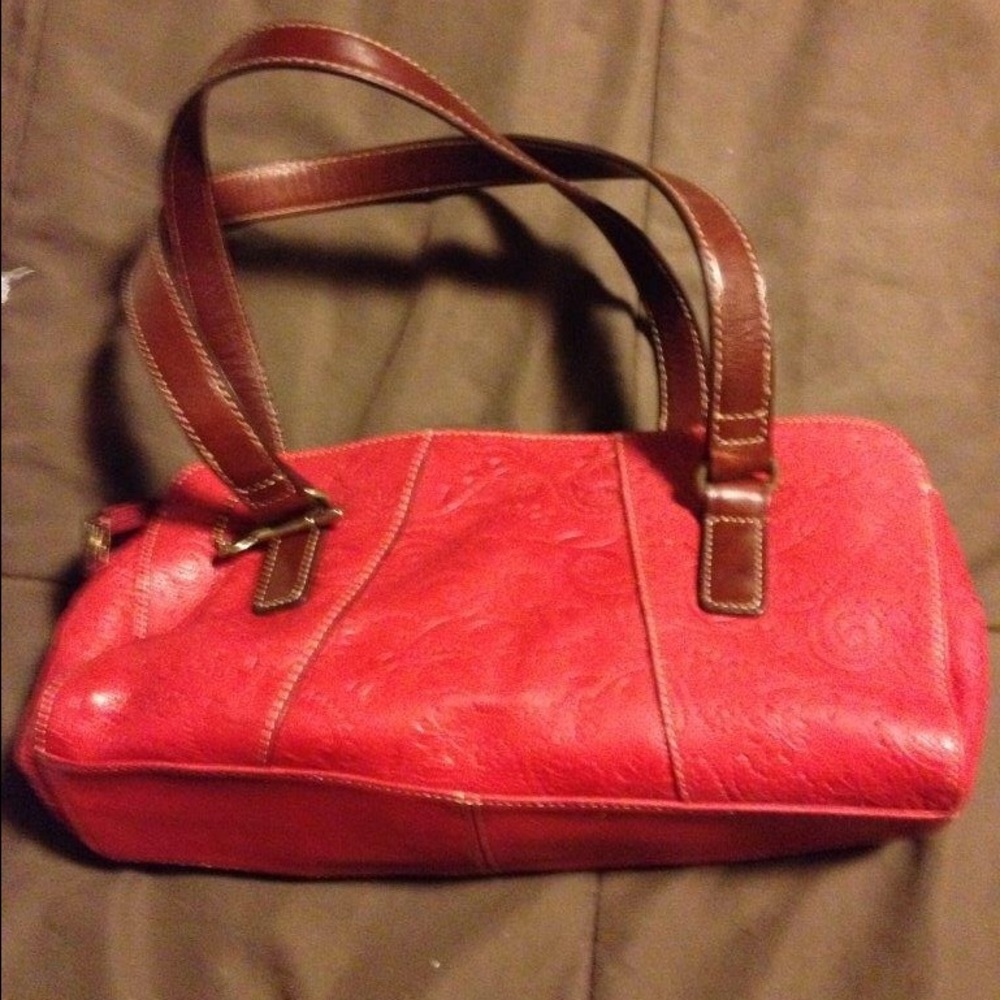 Fossil red leather satchel purse