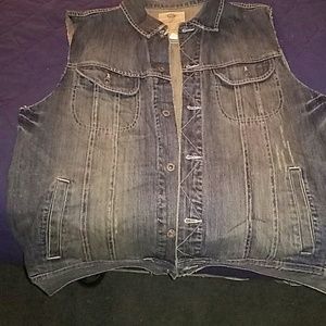 Old navy denim jacket sleeve cut out.