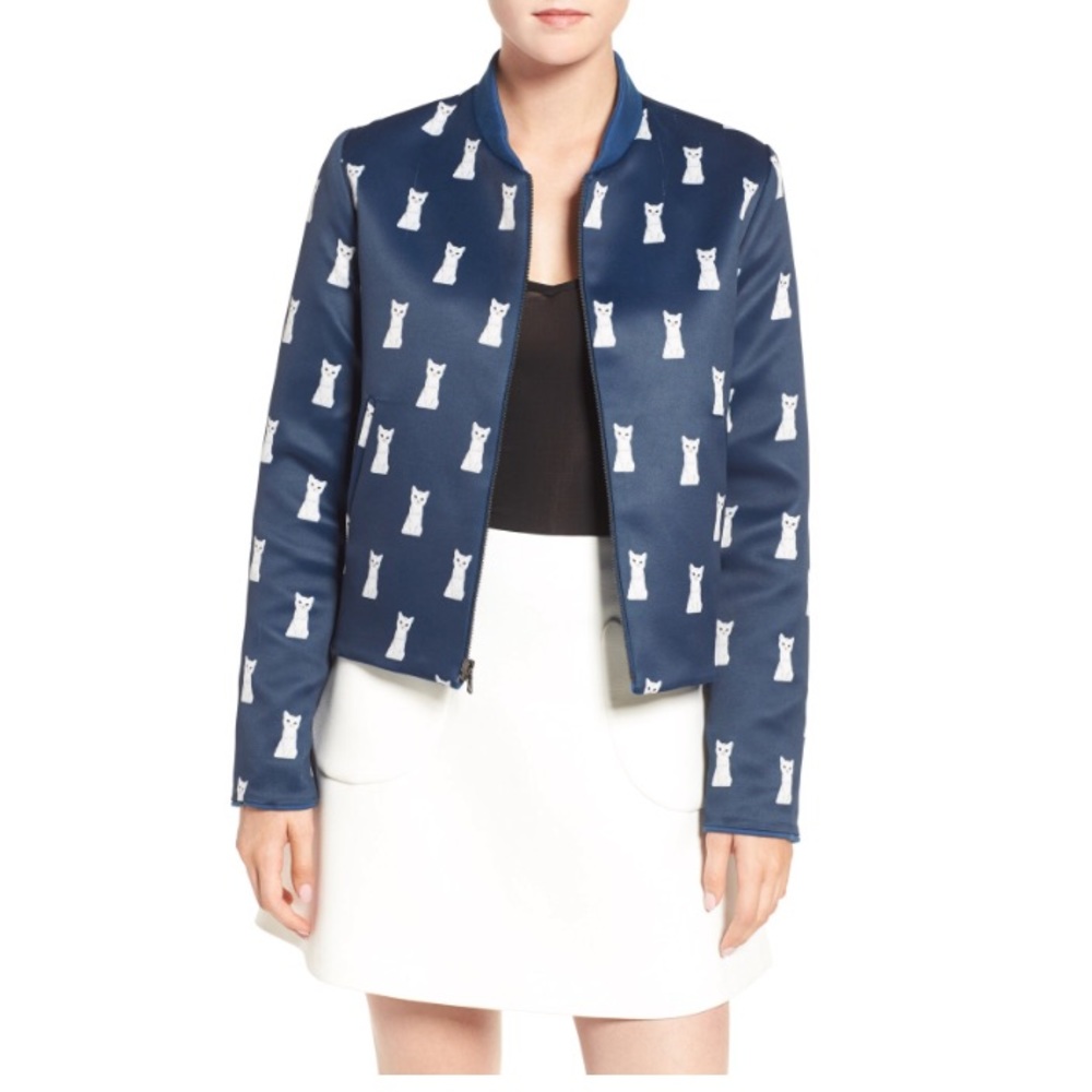 🚨 MOVING SALE! ModCloth cat print bomber jacket.