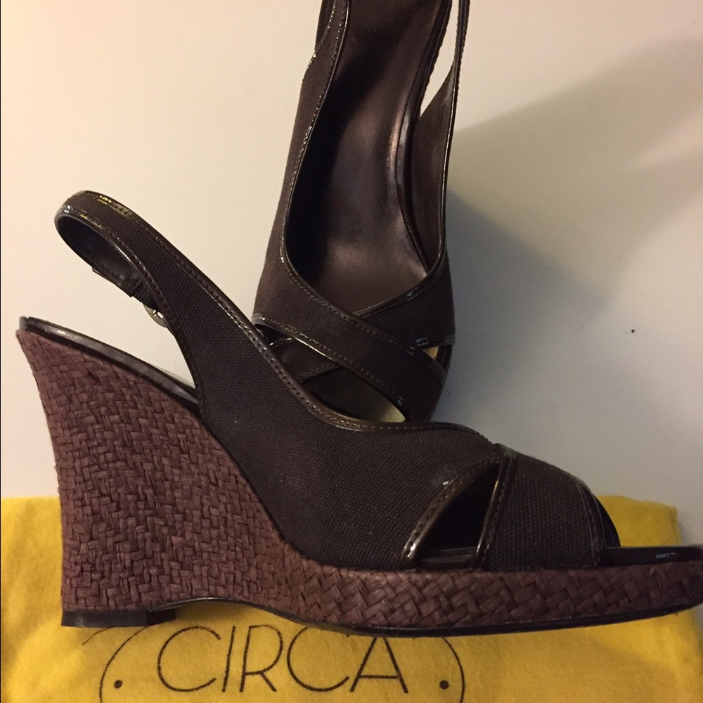 Joan & David - chocolate brown wedges.