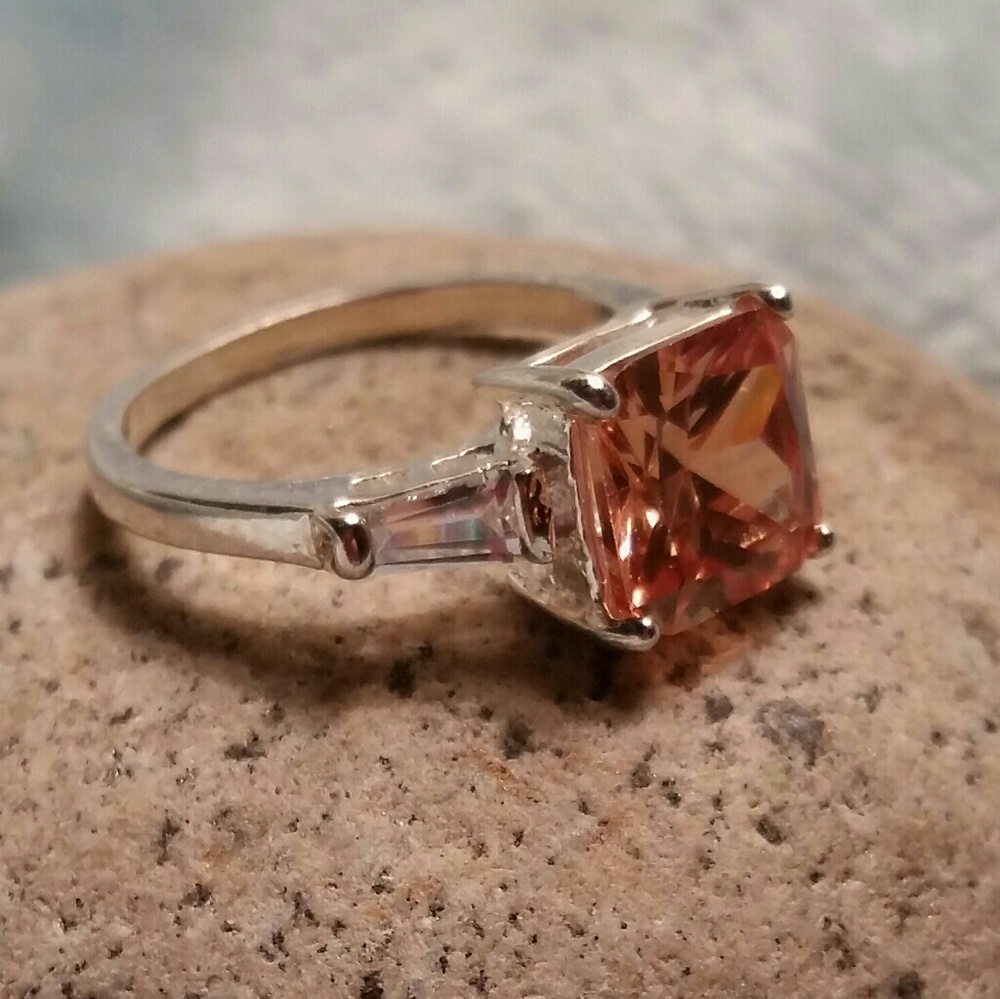 Citrine ring plated 925