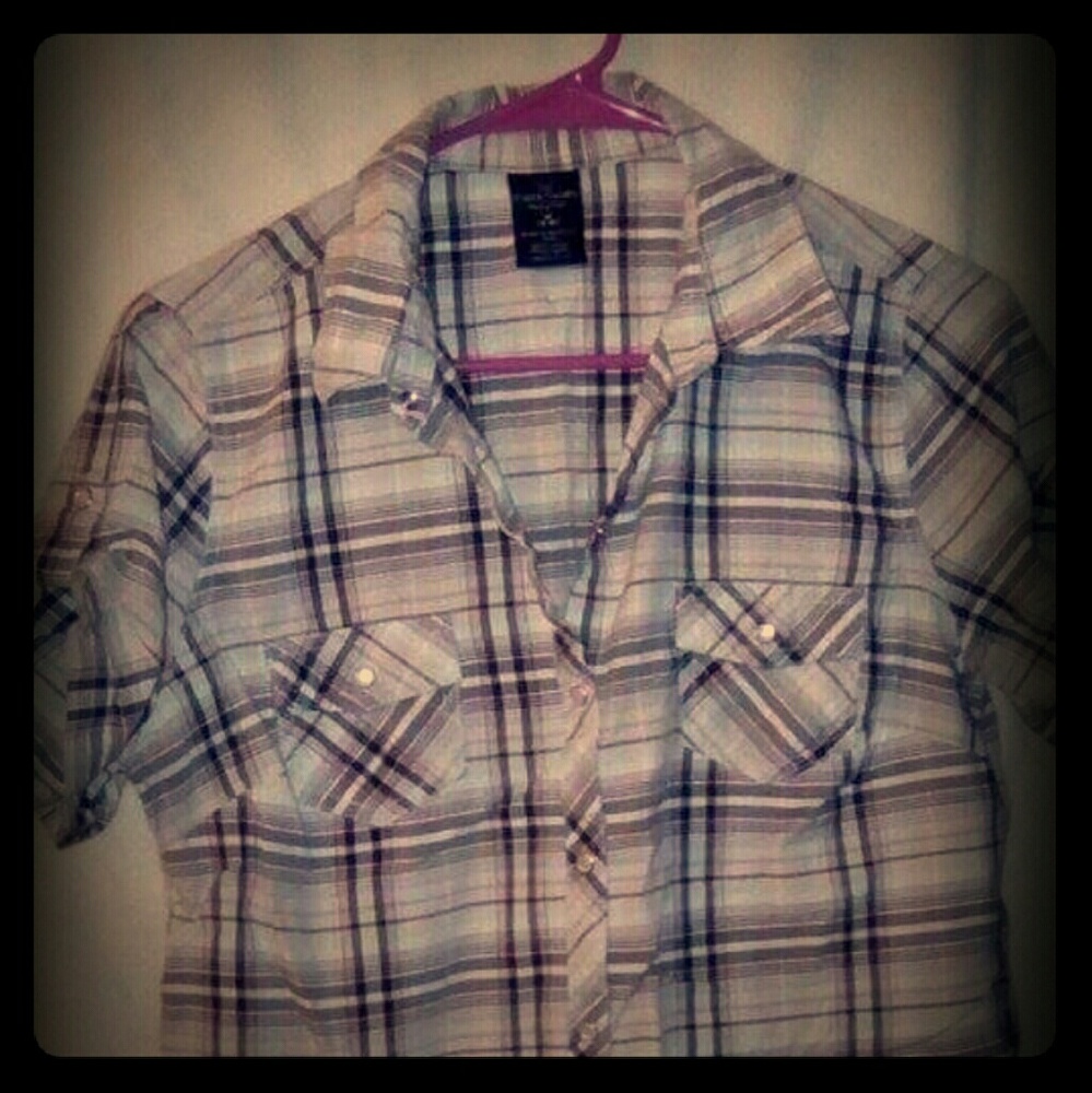 Faded Glory Junior Women's Plaid Snap-up Shirt