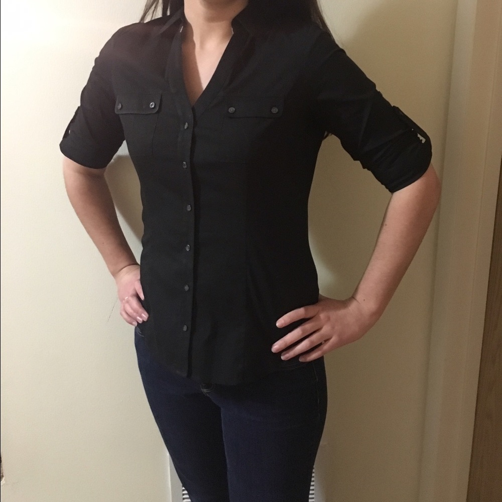 Express Essential Long Sleeve Button-up Shirt