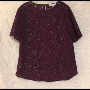Loft Burgundy Lace Tee