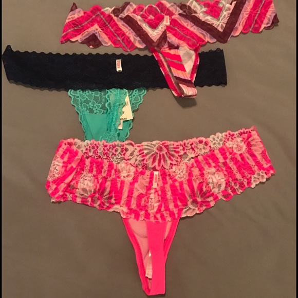 3 Victoria Secret Thongs with floral lace Band. - Picture 2 of 4