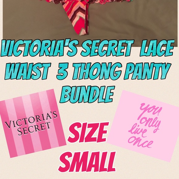 3 Victoria Secret Thongs with floral lace Band. - Picture 4 of 4