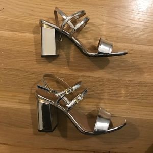 Silver Calvin Klein Stacked Heels