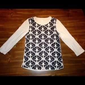 J Crew Small Factory Embroidered Front Top Shirt